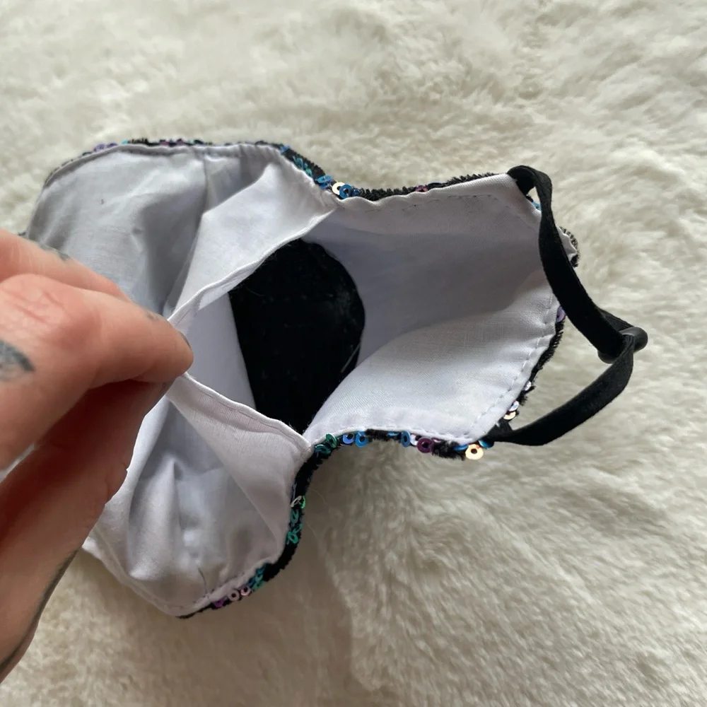 NWOT Blue Rainbow Iridescent Holographic Sequin Face Mask